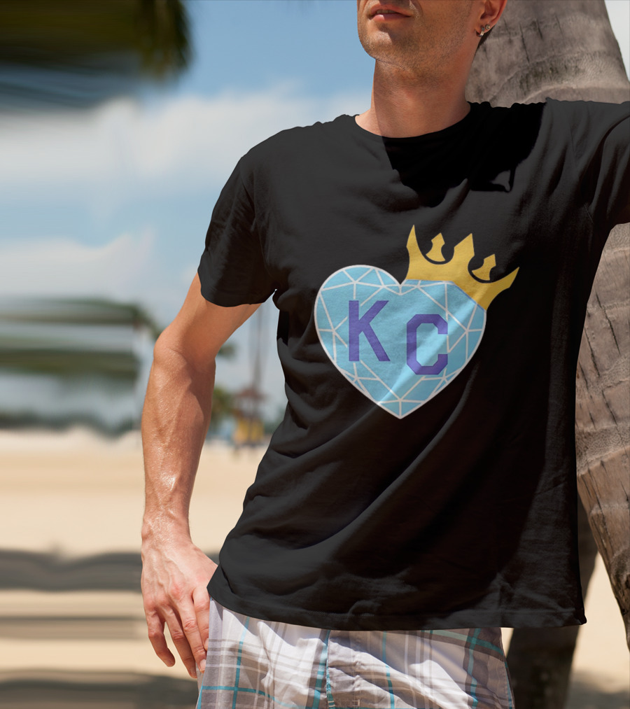 KC Diamond Heart With Golden Crown T-Shirt