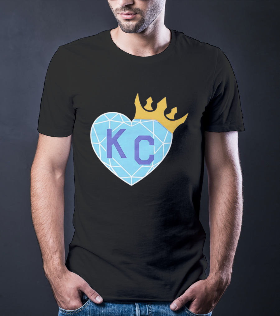 KC Diamond Heart With Golden Crown T-Shirt