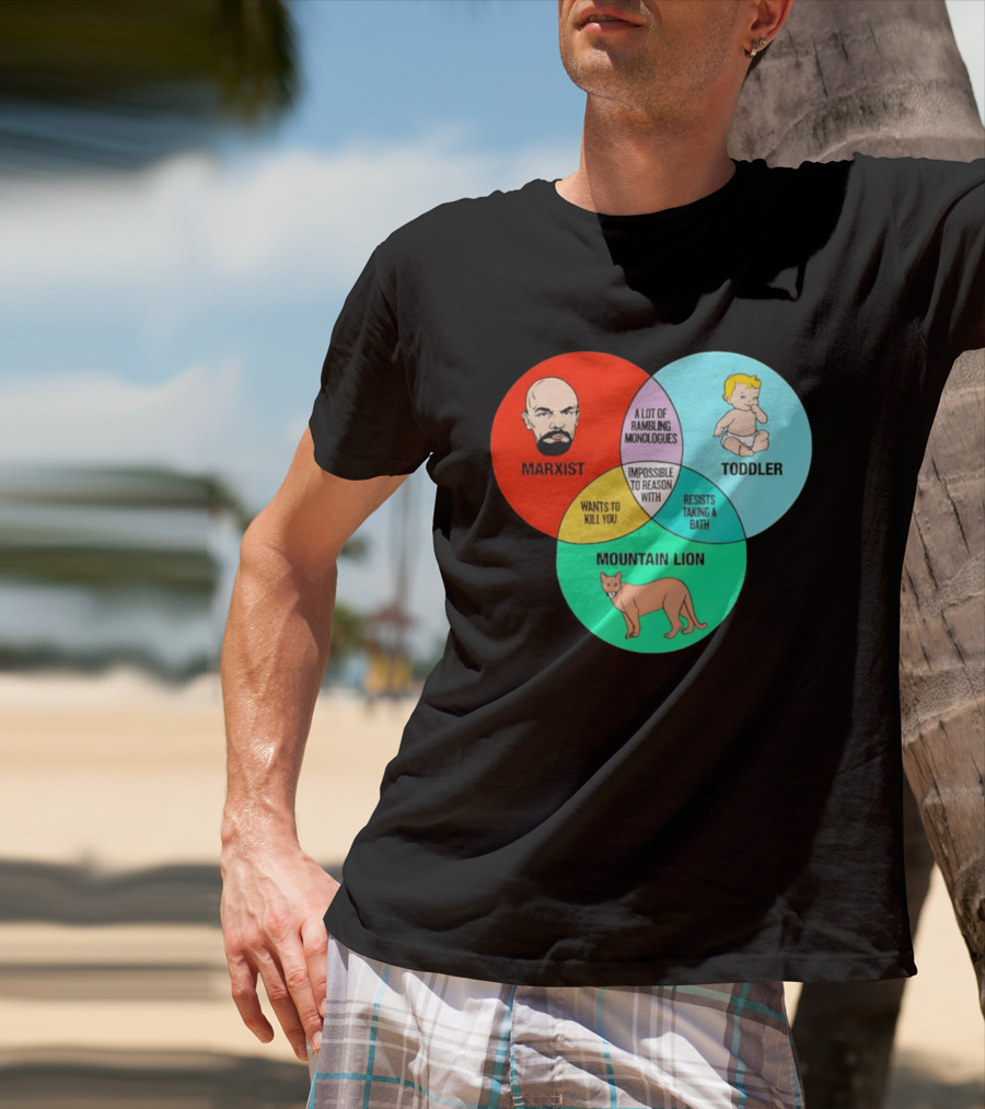 Venn Diagram Humor Marxist Toddler Mountain Lion Impossible To Reason T-Shirt