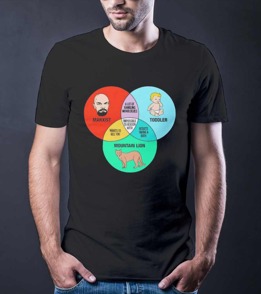 Venn Diagram Humor Marxist Toddler Mountain Lion Impossible To Reason T-Shirt