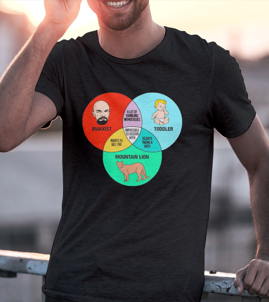 Venn Diagram Humor Marxist Toddler Mountain Lion Impossible To Reason T-Shirt