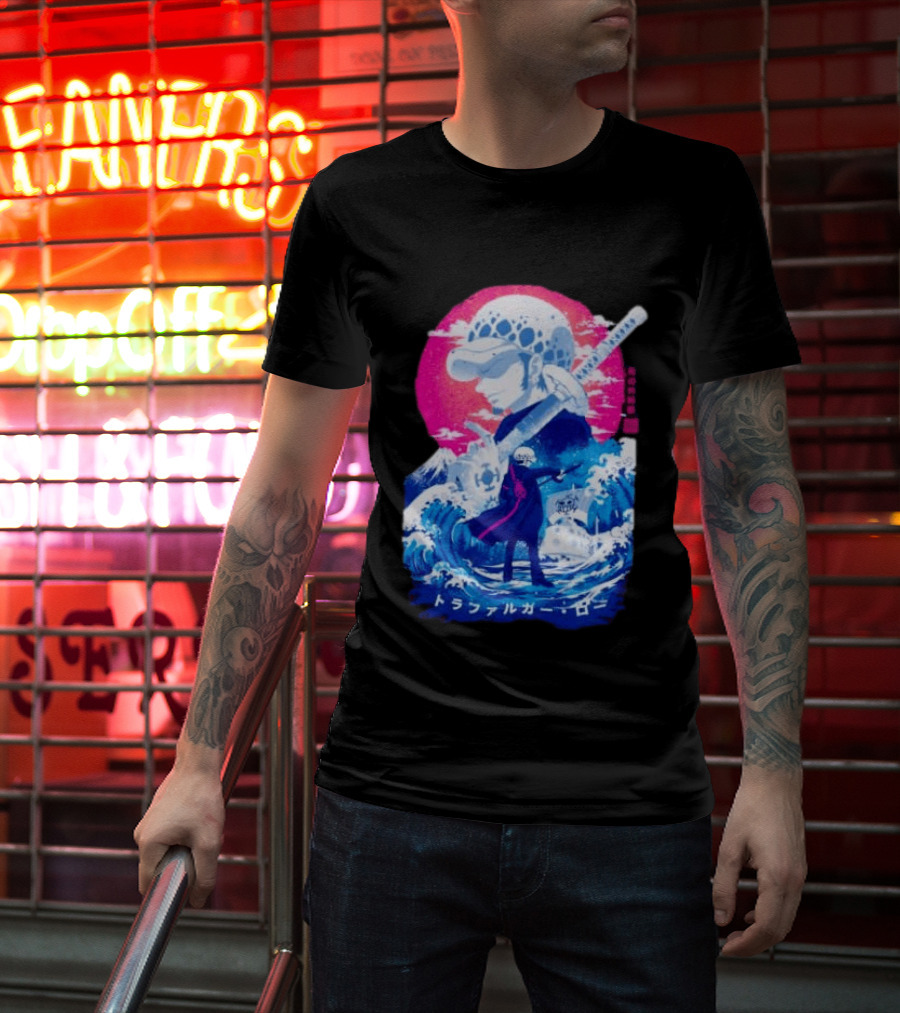Trafalgar Law One Piece Surgeon Of Death Anime Japanese Text Scenic Waves T-Shirt
