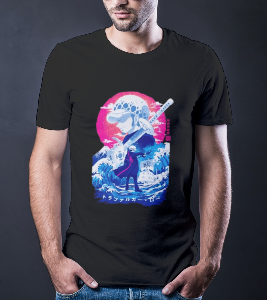 Trafalgar Law One Piece Surgeon Of Death Anime Japanese Text Scenic Waves T-Shirt