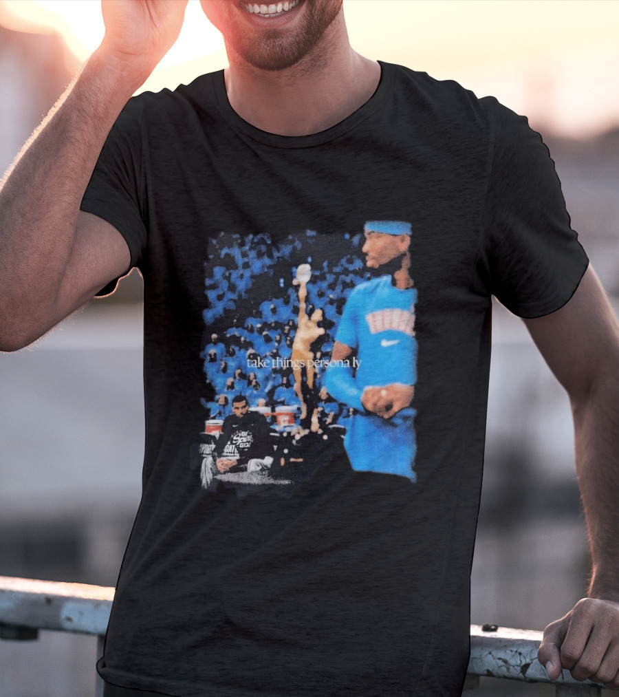 Shai Gilgeous Alexander Take Things Personally Blue Outfit And Black T-Shirt