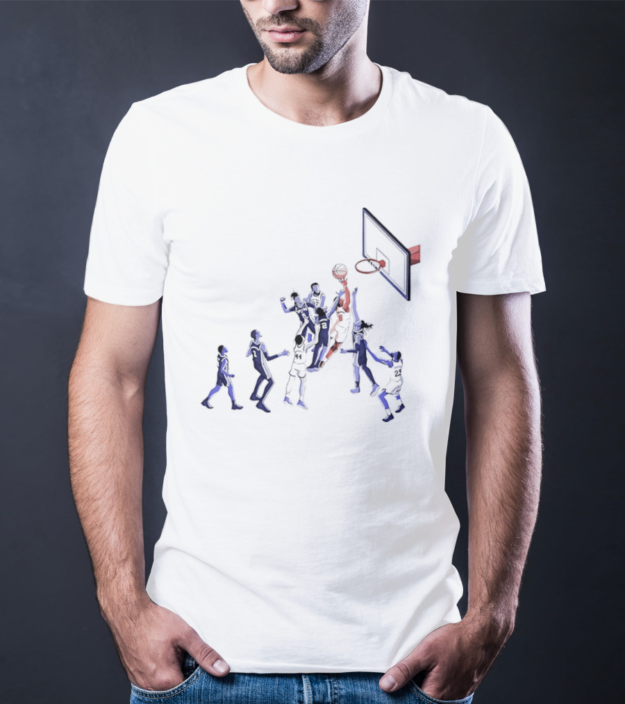 Basketball Action Scene Featuring Players In Jersey Numbers 5 22 2 8 44 And 25 T-Shirt