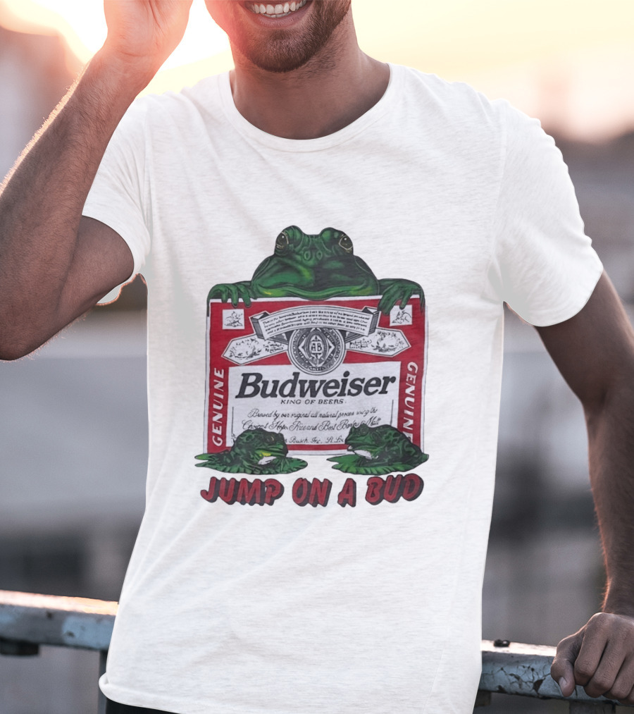 Budweiser Genuine King Of Beers Frogs Jump On A Bud T-Shirt