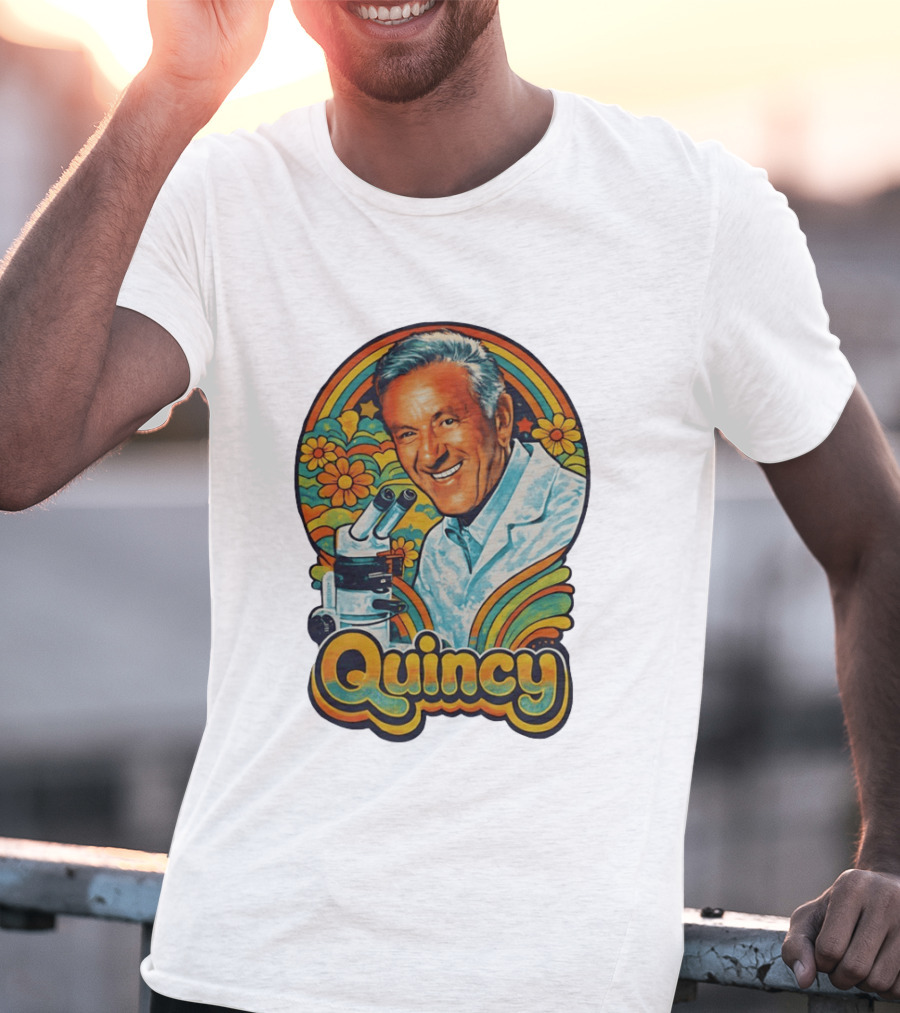 Quincy Scientist Jack Klugman Vintage Retro Flowers And Microscopes T-Shirt
