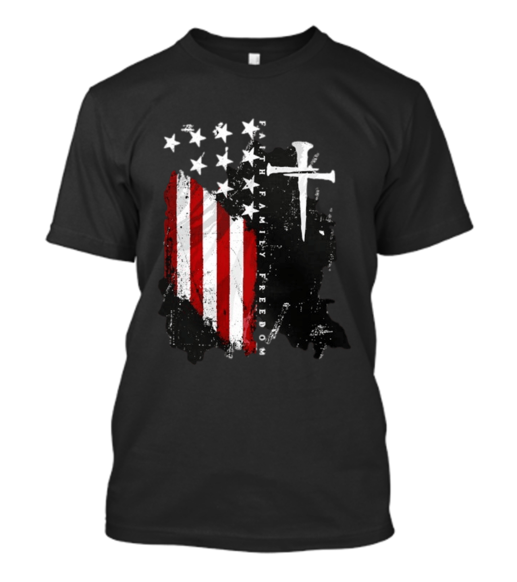 Faith Family Freedom Patriotic American Flag Cross T-Shirt