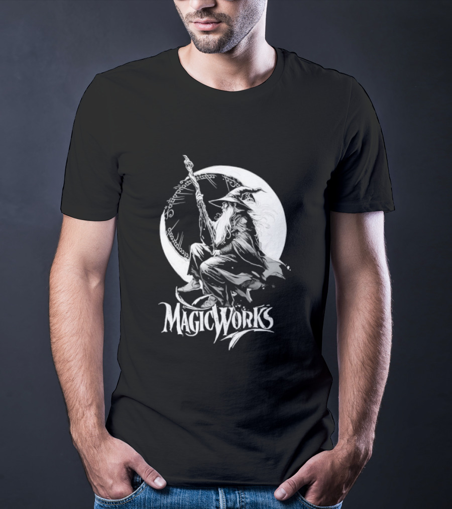 Gandalf Magic Works Lord Of The Rings Wizard Silhouette Moon T-Shirt