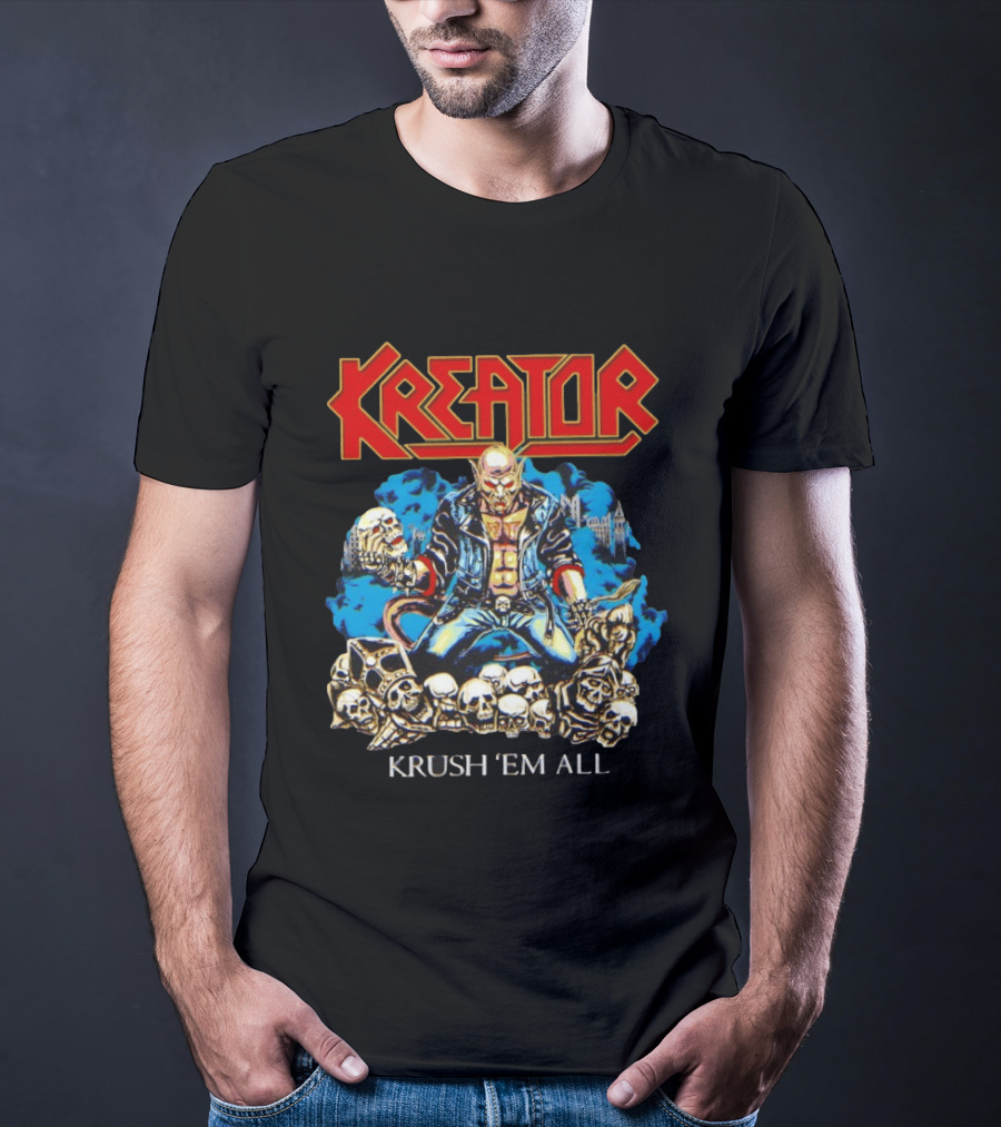 Kreator Krush 'Em All Thrash Metal Skulls And Warrior T-Shirt