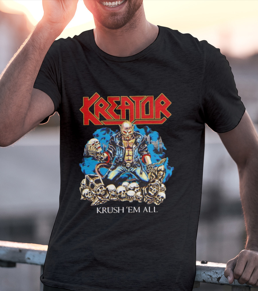 Kreator Krush 'Em All Thrash Metal Skulls And Warrior T-Shirt