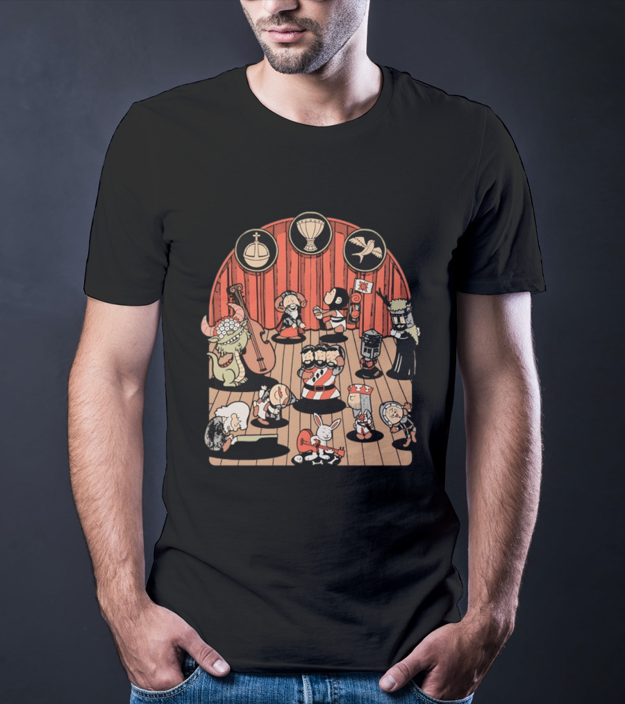 Monty Python And The Holy Grail Medieval Band Peanuts Style Scene T-Shirt