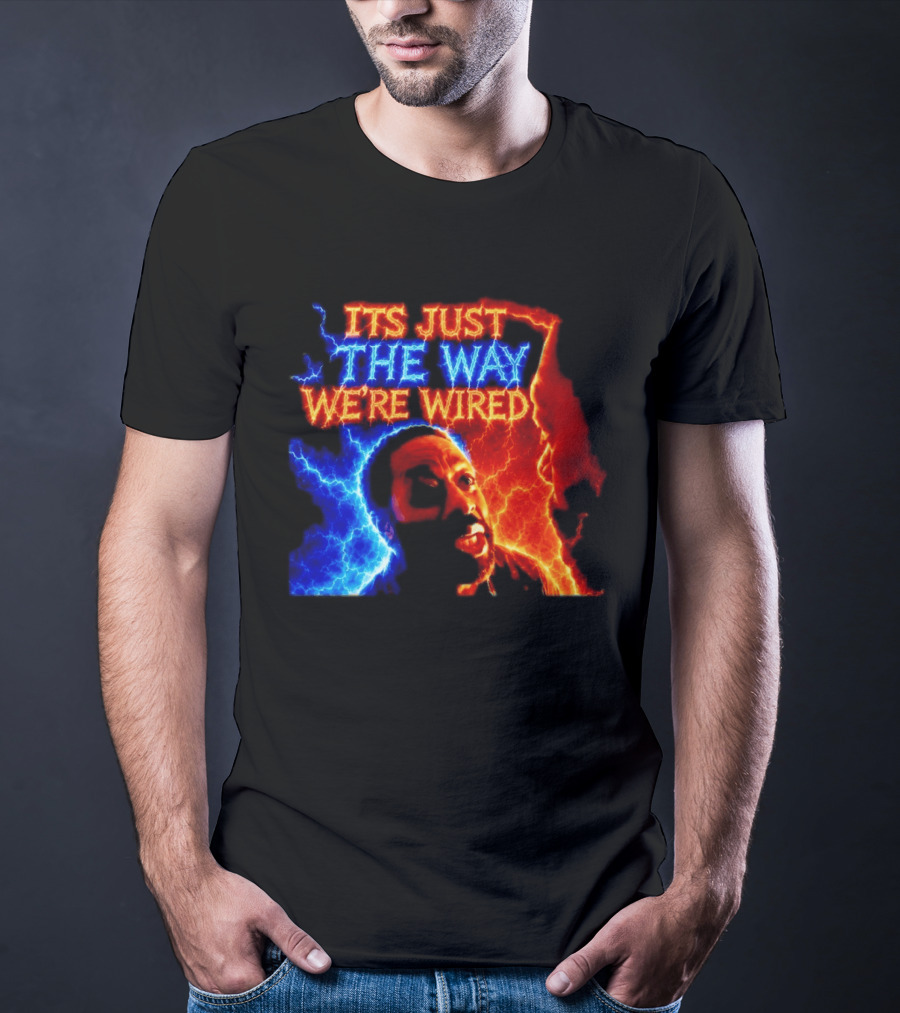 Its Just The Way We're Wired Red And Blue Lightning Face Illusion T-Shirt