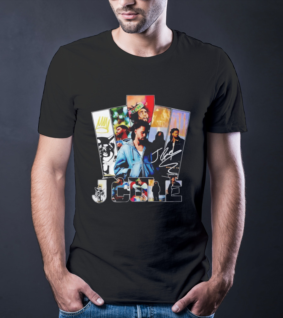 J Cole Woobst Collage Artwork With Crown And Signature T-Shirt