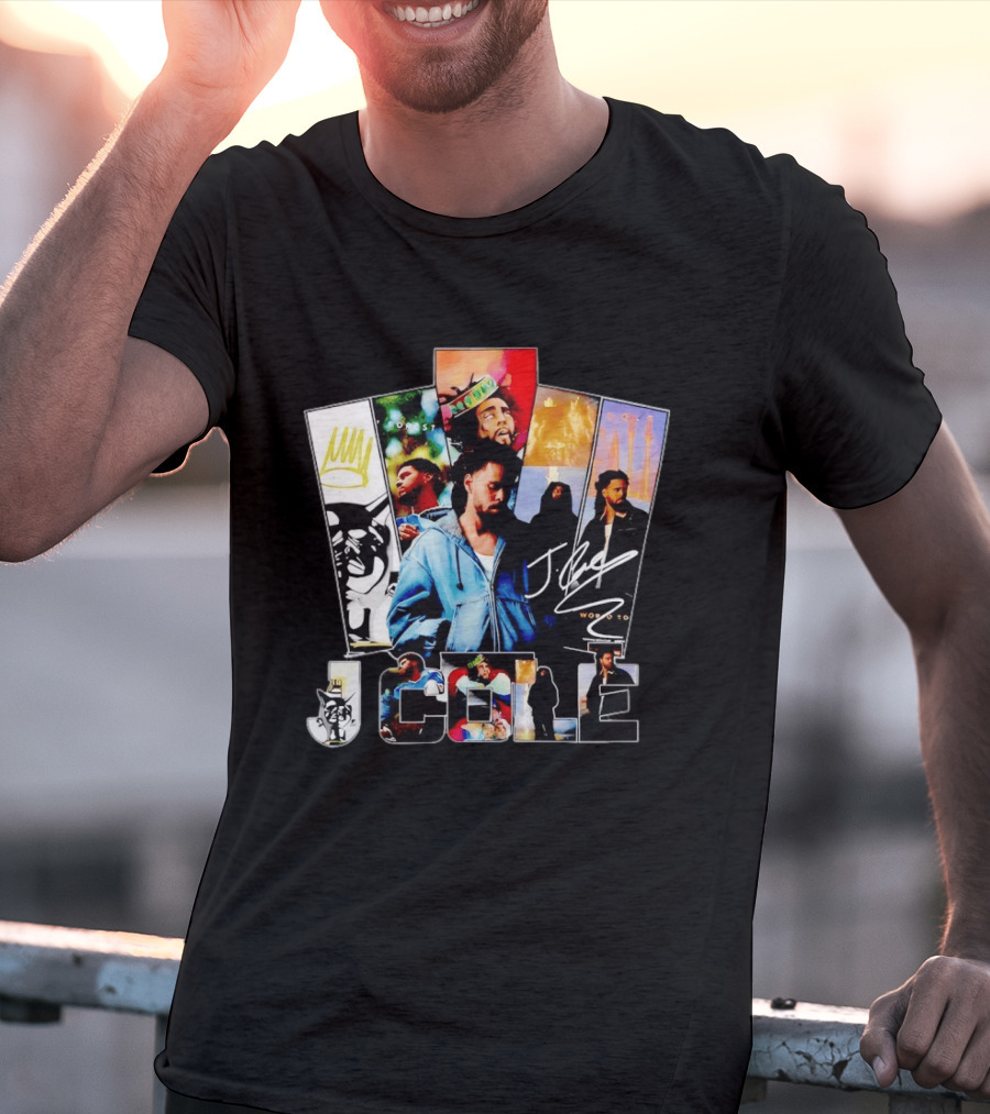 J Cole Woobst Collage Artwork With Crown And Signature T-Shirt
