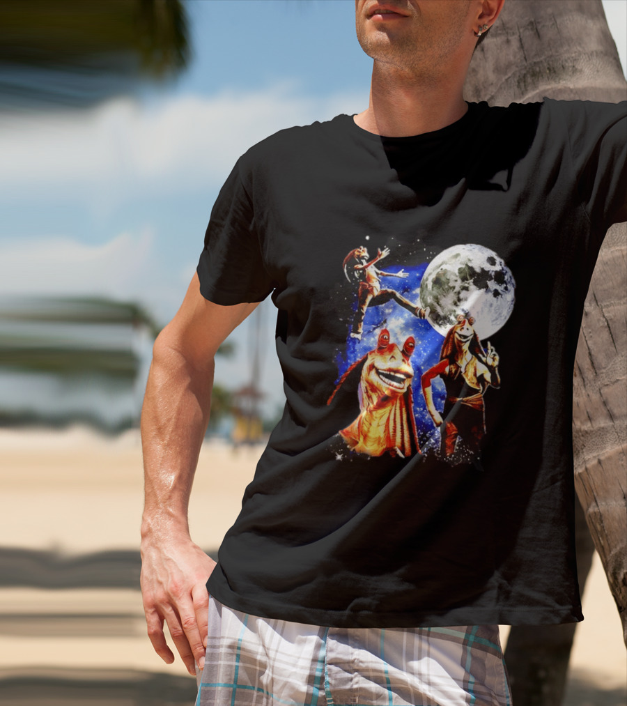 Jar Jar Binks Star Wars Gungan Moon And Space Adventure T-Shirt