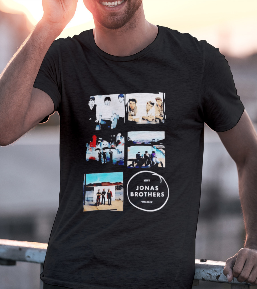 Jonas Brothers Collage MMV MMXXIV Music Band Photos Collection T-Shirt