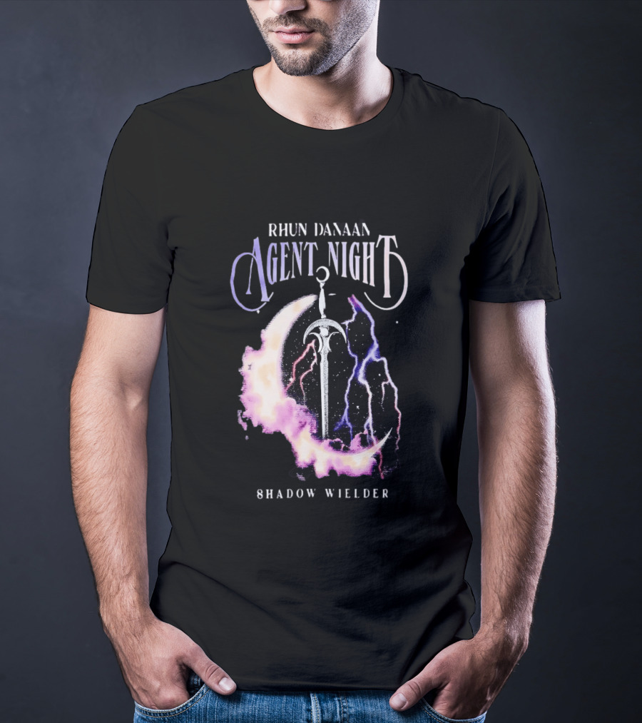 Rhun Danaan Agent Night Shadow Wielder Sword Moon Lightning T-Shirt