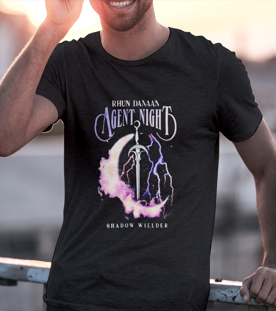 Rhun Danaan Agent Night Shadow Wielder Sword Moon Lightning T-Shirt