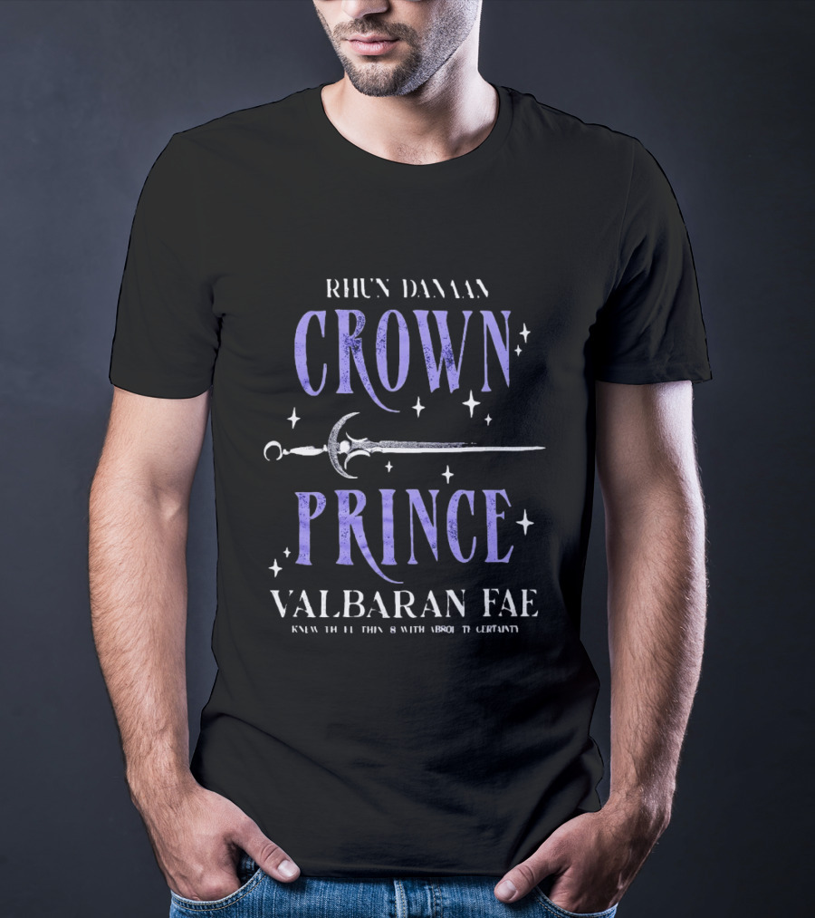 Rhun Danaan Crown Prince Valbaran Fae Sword Stars T-Shirt