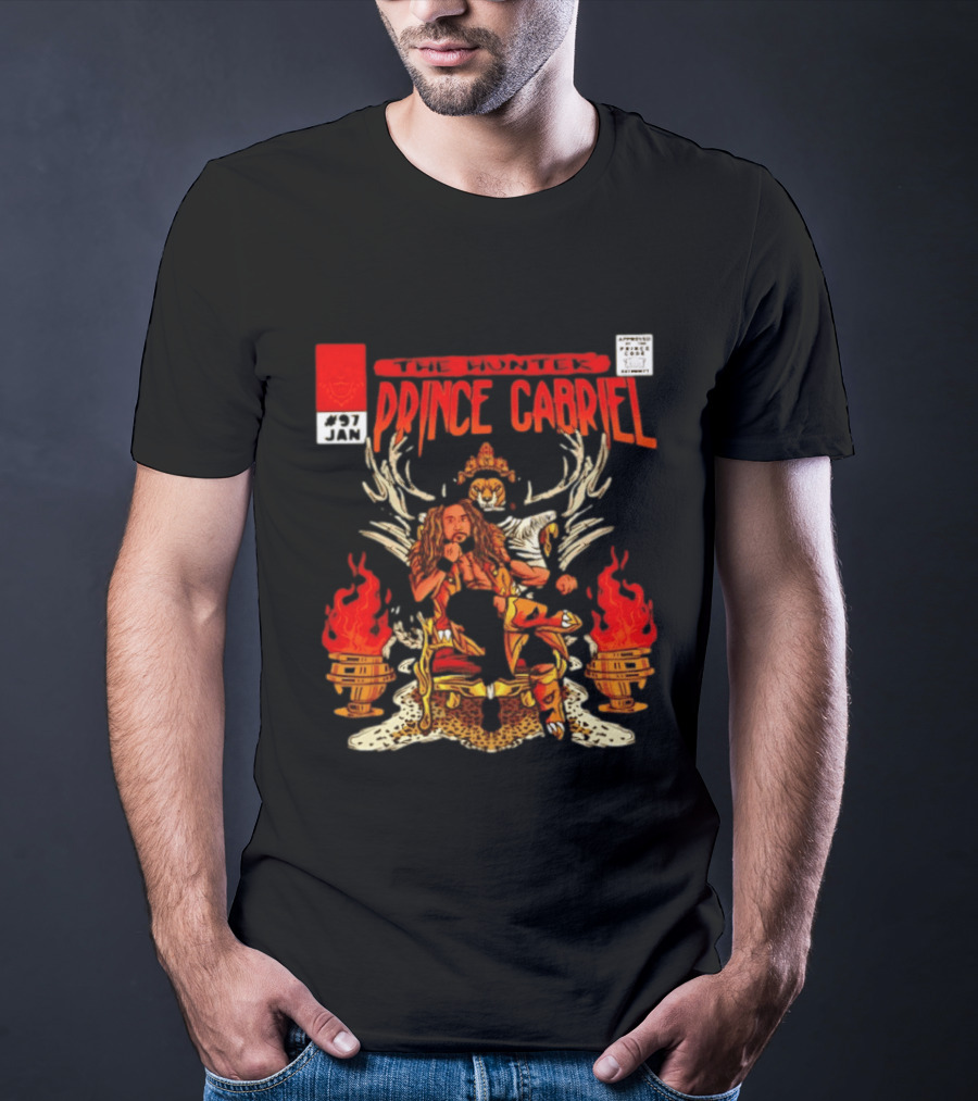 The Hunter Prince Gabriel 97 Jan Comic Book Cover Deer Antlers Flaming Torches T-Shirt