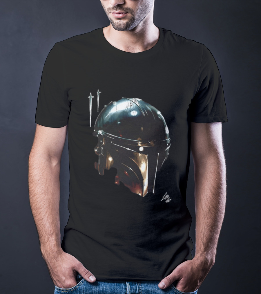 The Mandalorian Star Wars Helmet Iconic Two Sided Print T-Shirt