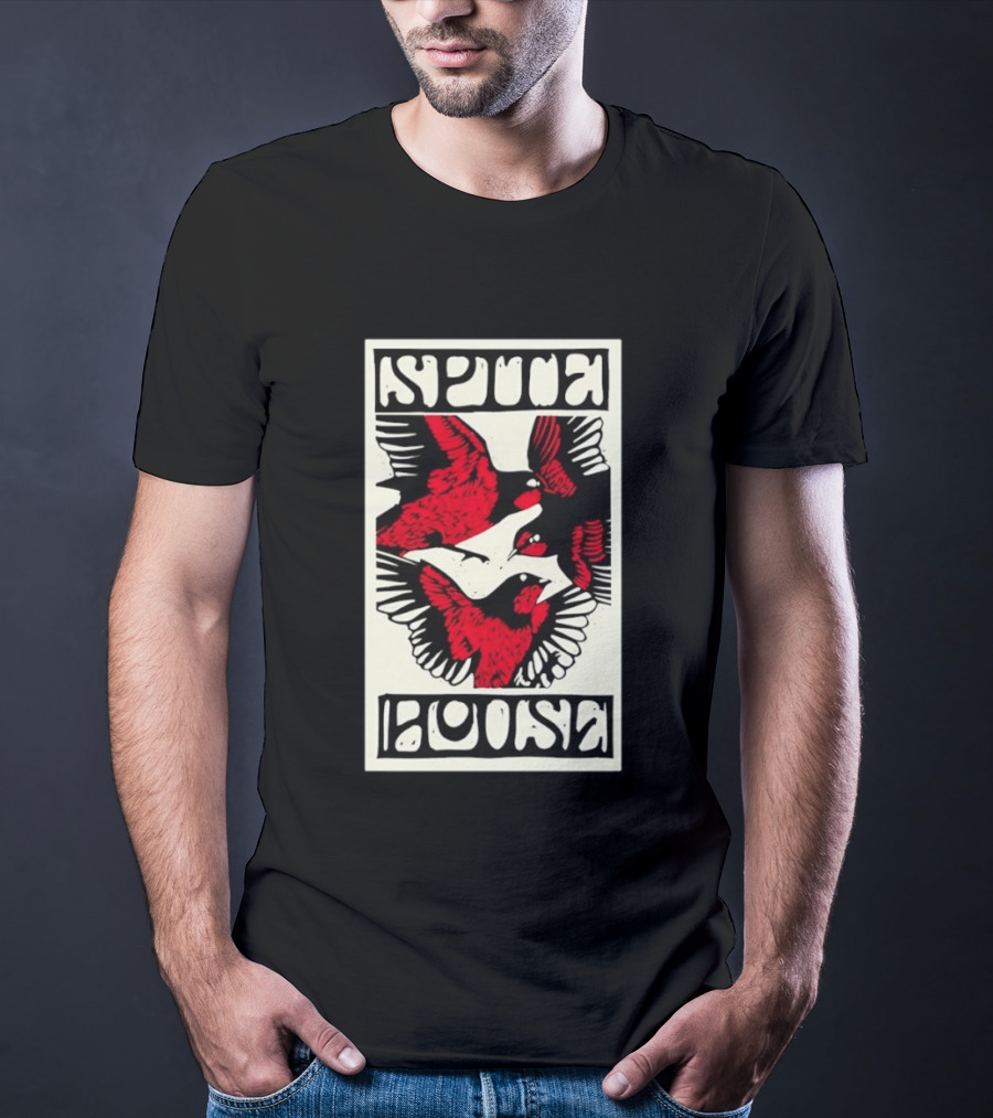 Spite House Bird Artwork With Bold Red And Black T-Shirt