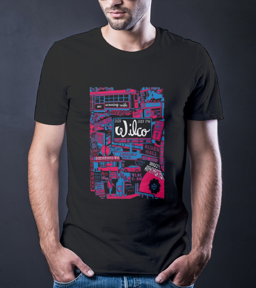 Wilco July 7 2026 Grind City Amphitheater Memphis TN An Evening With Stax Blues River City T-Shirt