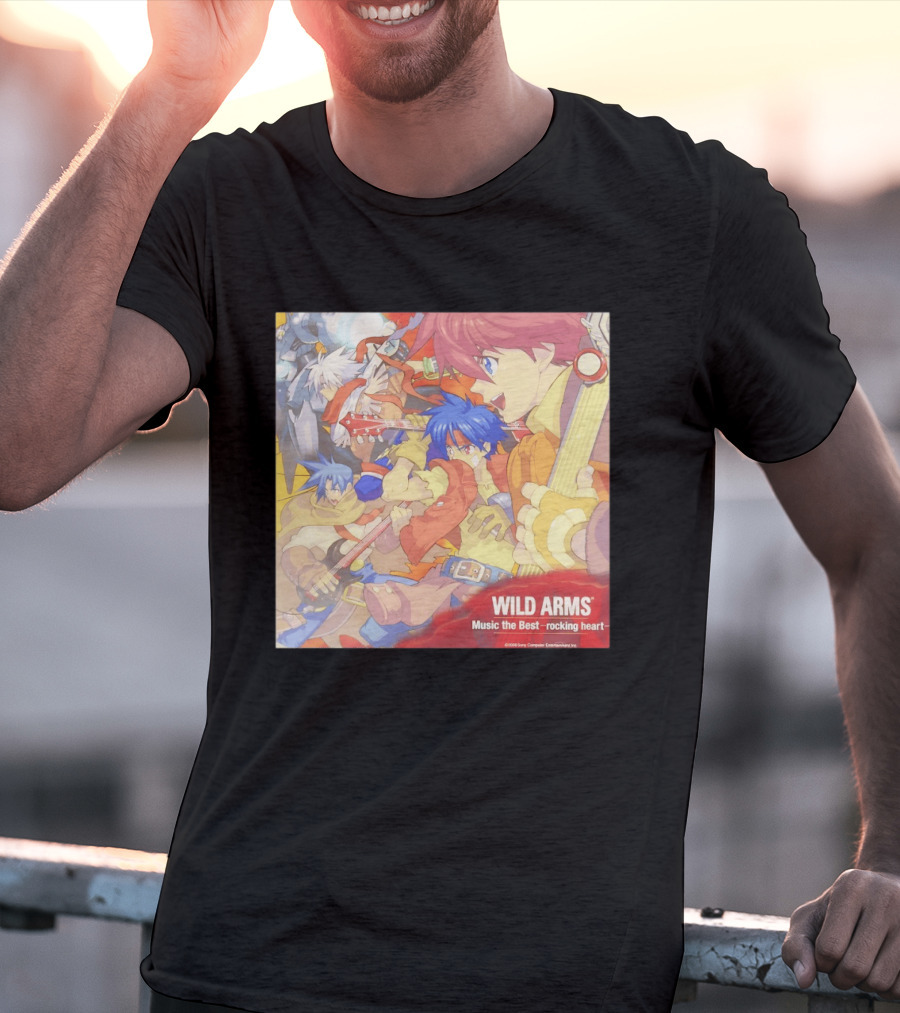 Wild Arms Music The Best Rocking Heart 2006 Anime Characters Playing Guitar T-Shirt