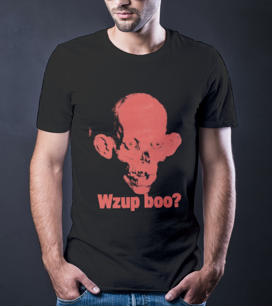 Wzup Boo Creepy Skull Horror Spooky T-Shirt