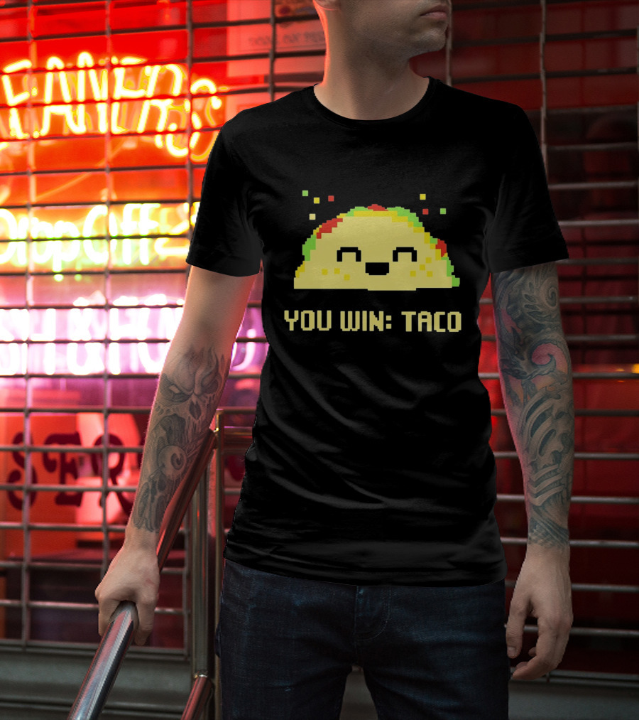 You Win Taco Pixel Art Cute Taco Face T-Shirt