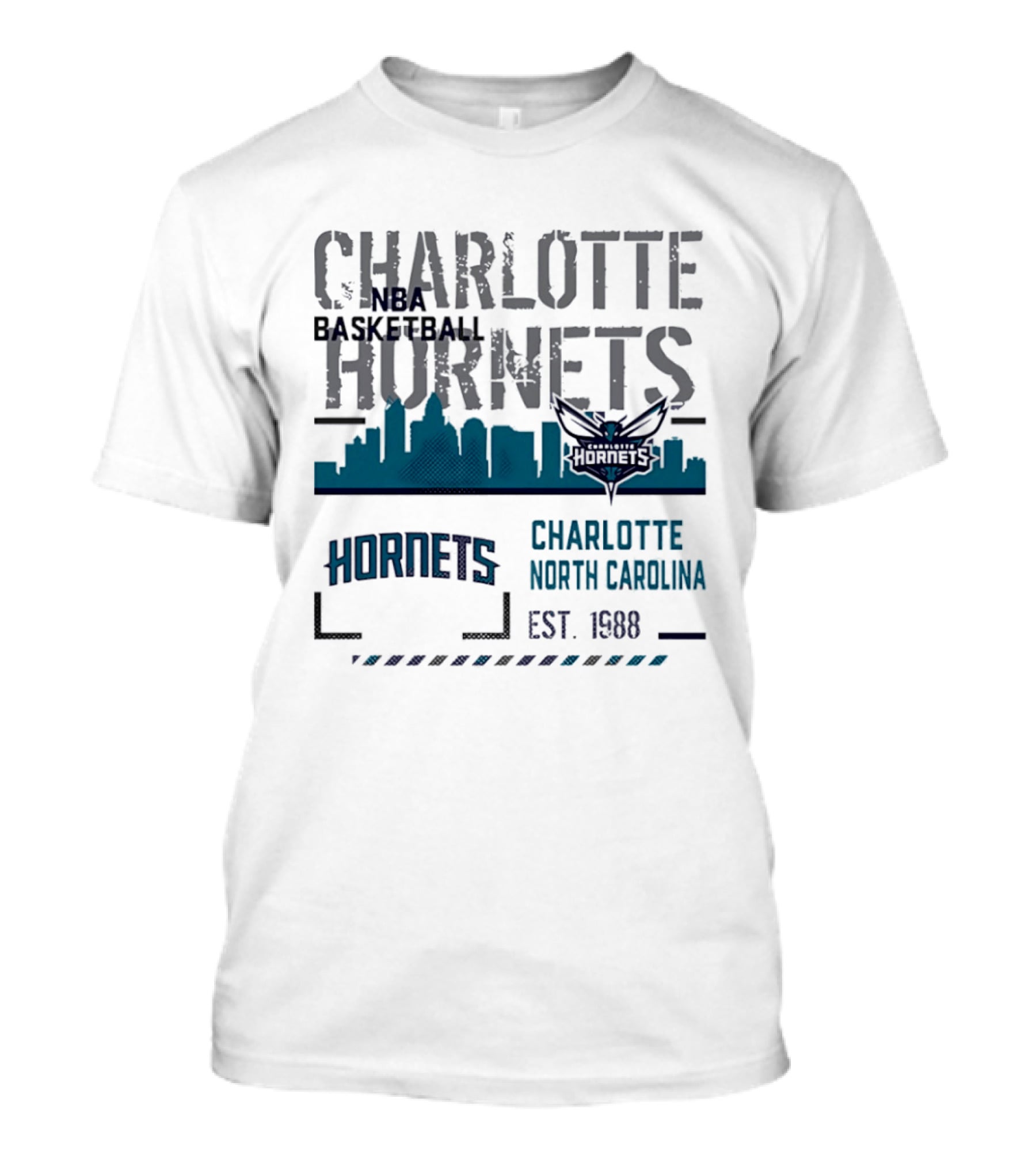 Charlotte Hornets NBA Basketball City Skyline Est 1988 North Carolina T-Shirt