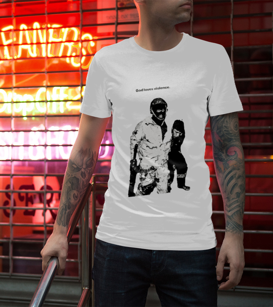 God Loves Violence Edgy Provocative Soldier And Child T-Shirt