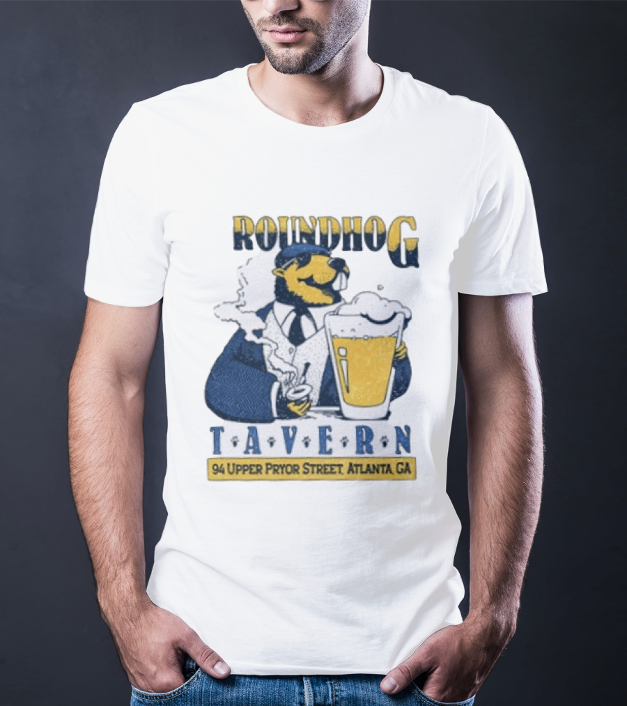 Groundhog Tavern 94 Upper Pryor Street Atlanta GA Vintage Style Beer And Smoke T-Shirt