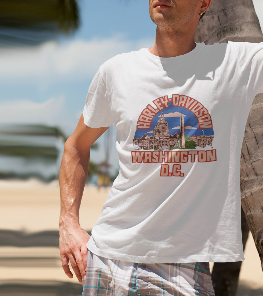 Harley Davidson Washington DC Capitol Washington Monument T-Shirt