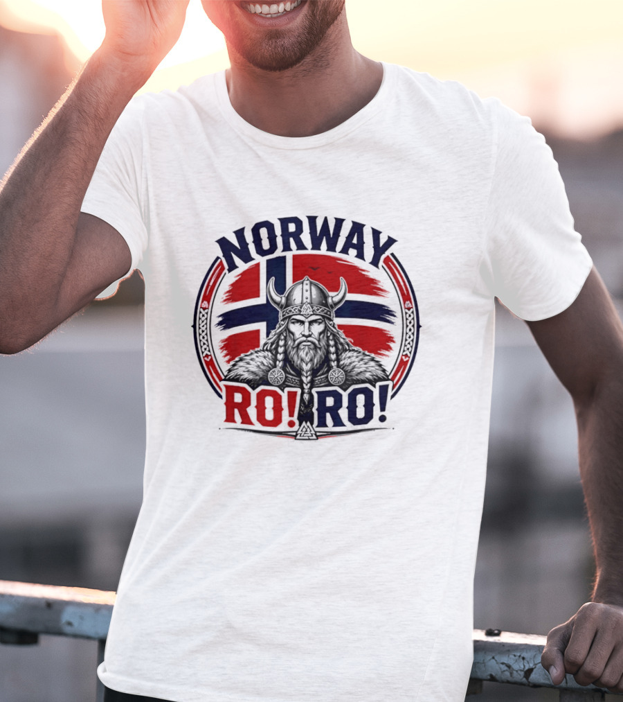 Norway Viking Warrior Braided Beard RO RO Flag T-Shirt