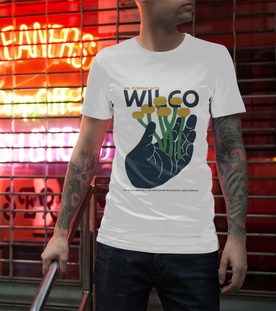 An Evening With Wilco Greenfield Lake Amphitheater 7 13 26 Wilmington NC Hand Flowers T-Shirt