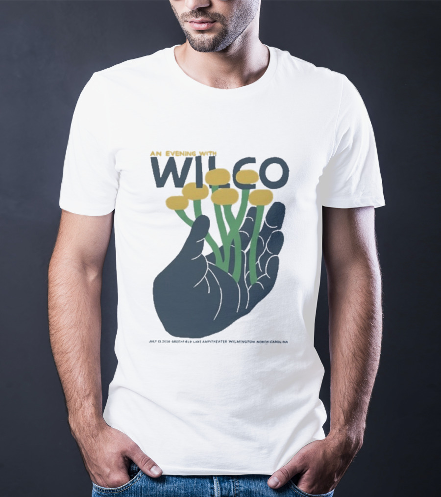 An Evening With Wilco Greenfield Lake Amphitheater 7 13 26 Wilmington NC Hand Flowers T-Shirt