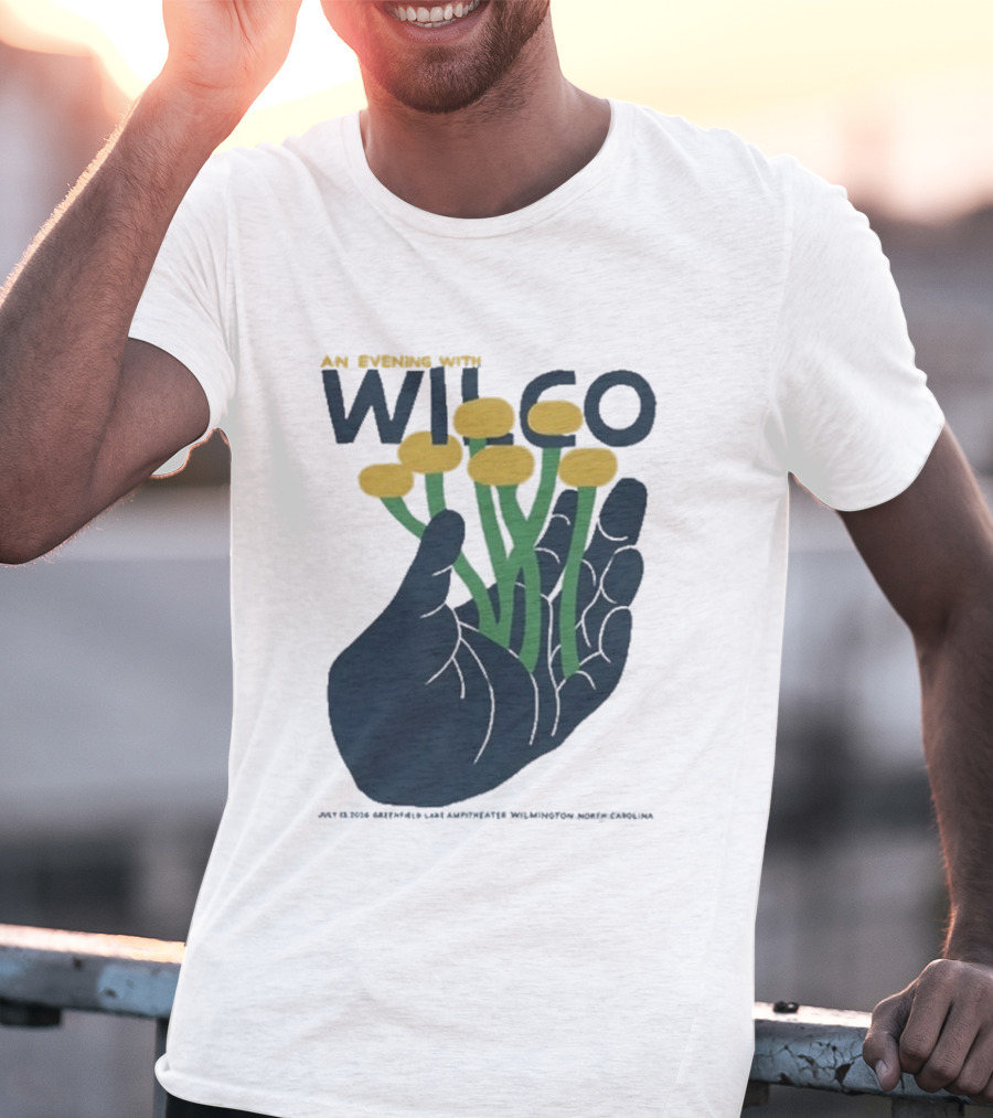 An Evening With Wilco Greenfield Lake Amphitheater 7 13 26 Wilmington NC Hand Flowers T-Shirt