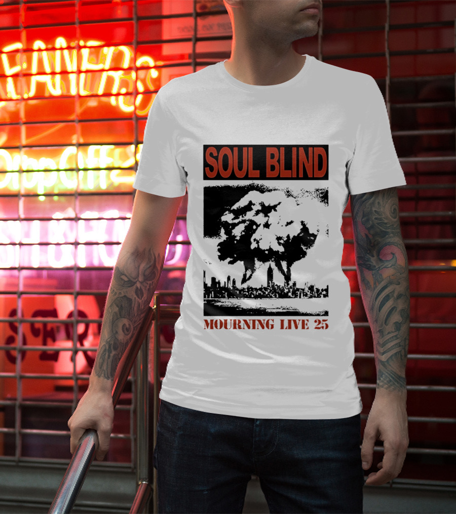 Soul Blind Mourning Live 25 Mushroom Cloud Explosion Over City Skyline T-Shirt