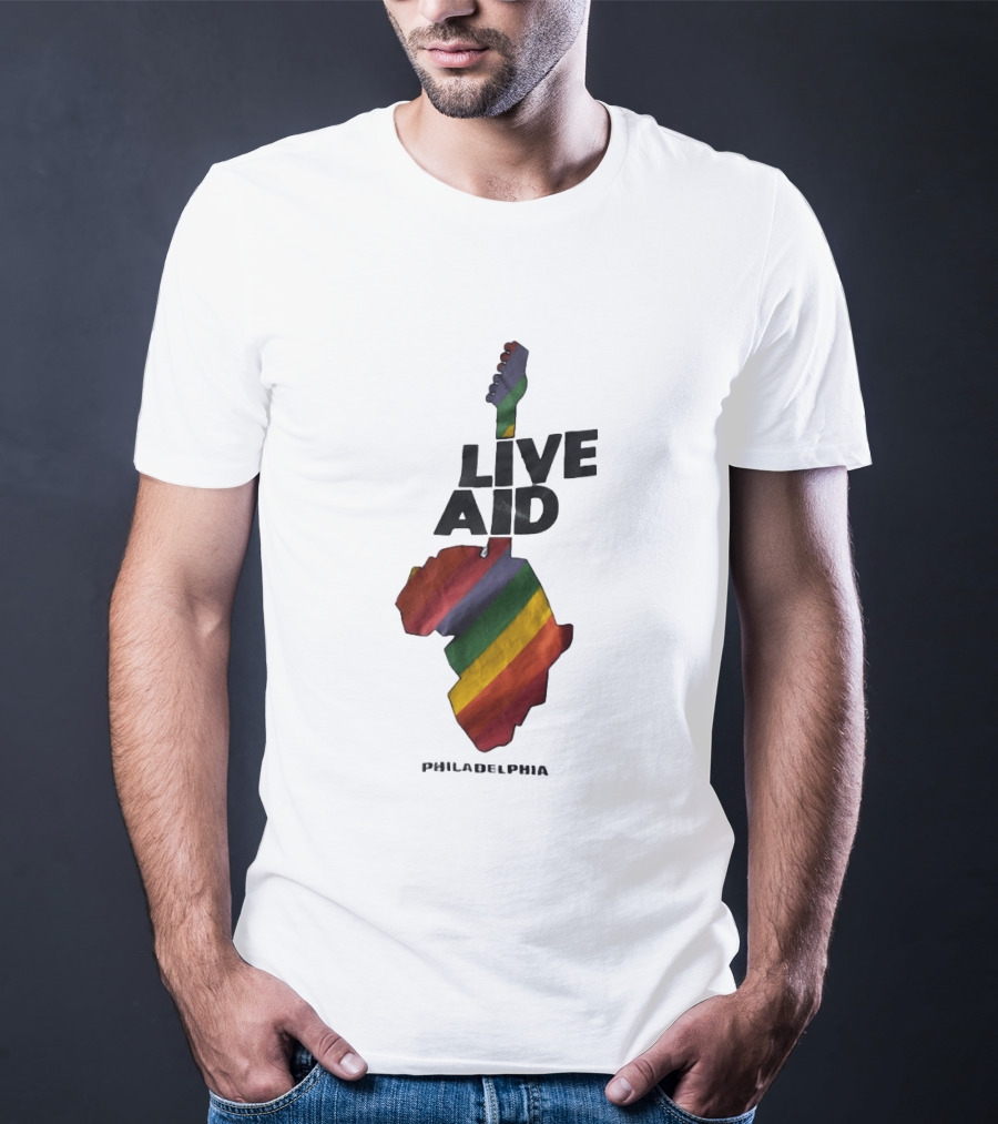 1985 Live Aid Rainbow Guitar Philadelphia Concert T-Shirt