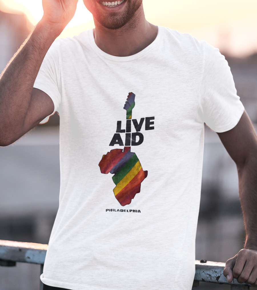 1985 Live Aid Rainbow Guitar Philadelphia Concert T-Shirt