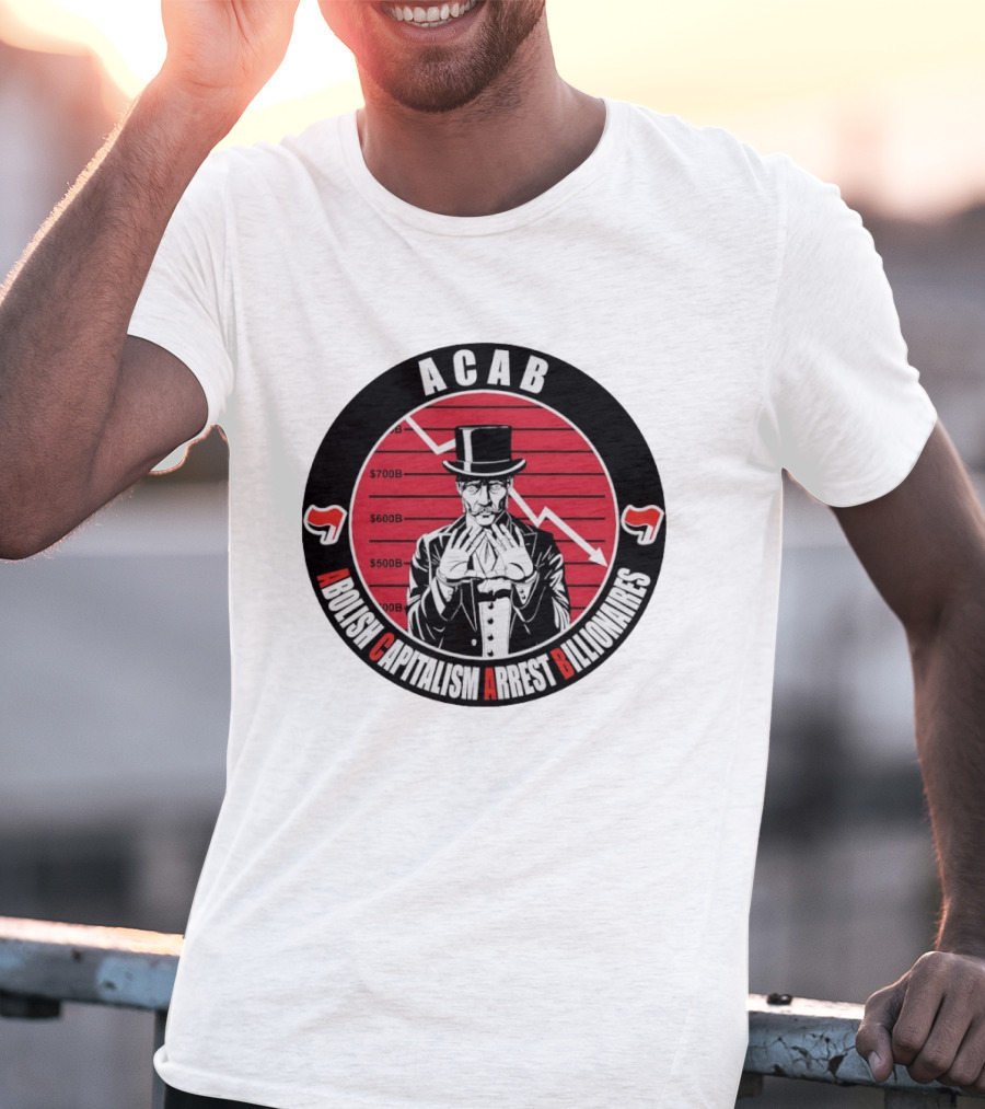 ACAB Abolish Capitalism Arrest Billionaires Monopoly Man Falling Stock Market T-Shirt