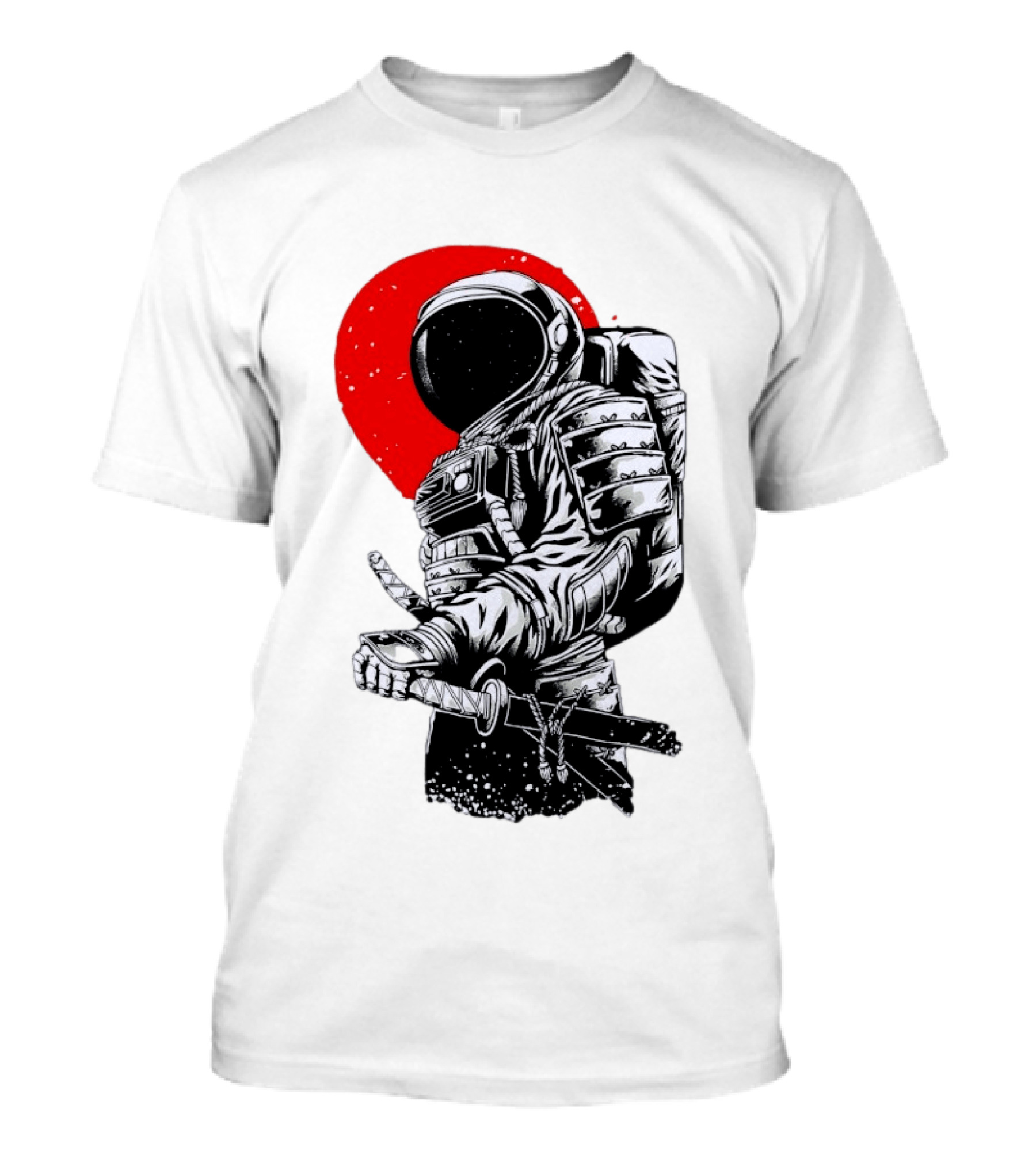 Astronaut Samurai Katana Sword Red Rising Sun T-Shirt