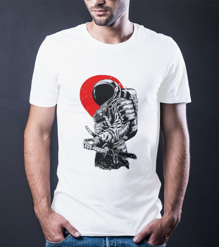Astronaut Samurai Katana Sword Red Rising Sun T-Shirt