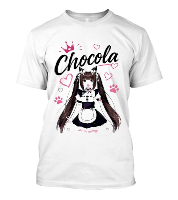 Chocola Nekopara Anime Maid Cat Ears Manga Cute Hearts T-Shirt