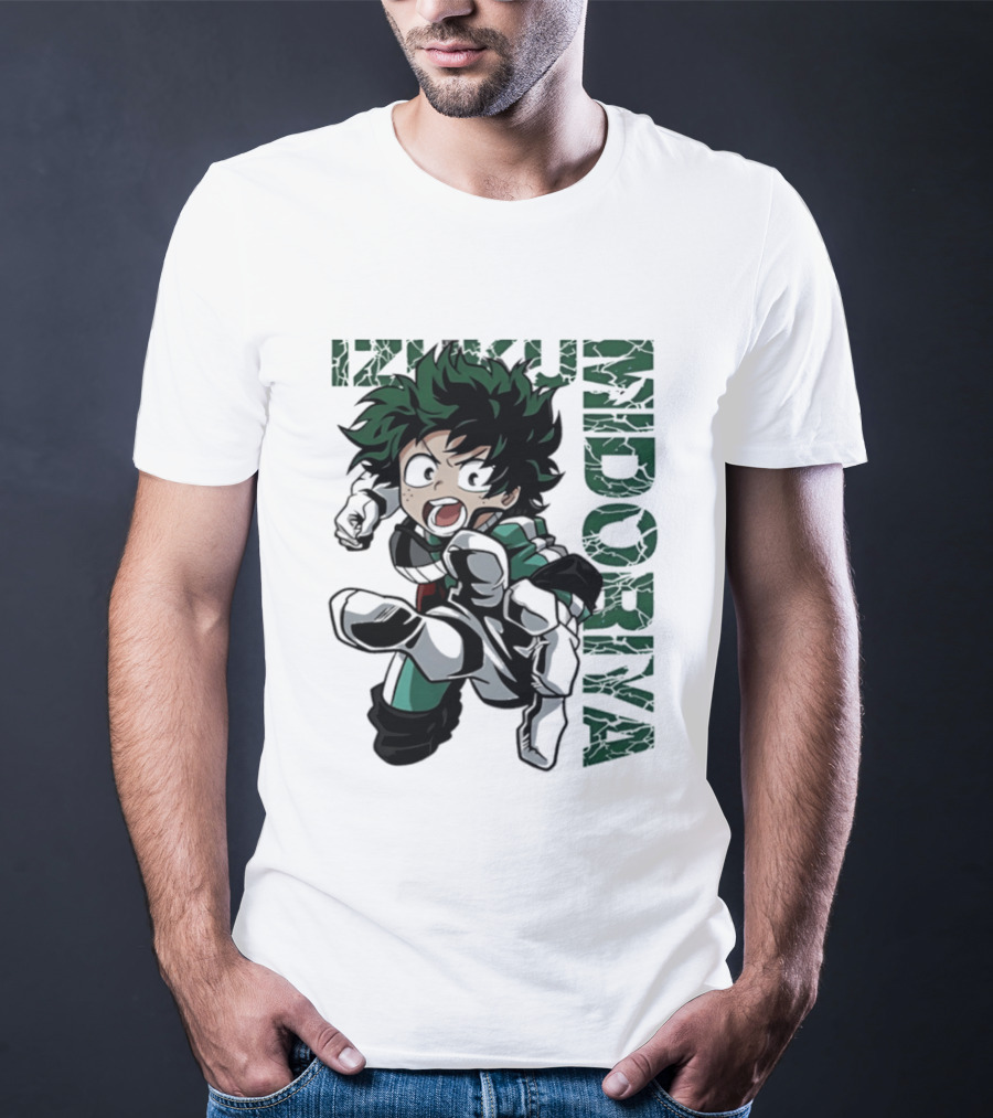 Izuku Midoriya Action Pose Green Hero Costume Anime T-Shirt