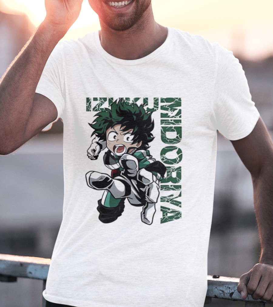 Izuku Midoriya Action Pose Green Hero Costume Anime T-Shirt