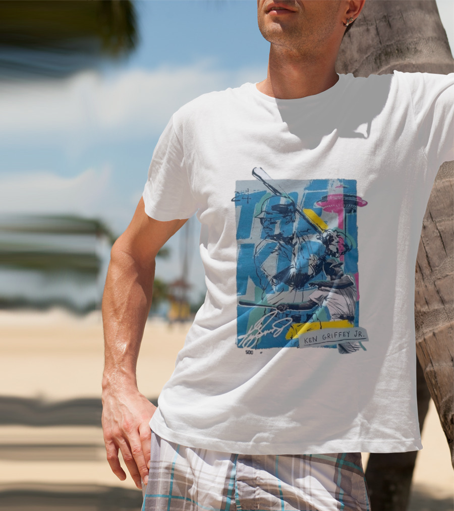 Ken Griffey Jr The Kid Baseball Legend Number 24 Seattle Skyline T-Shirt