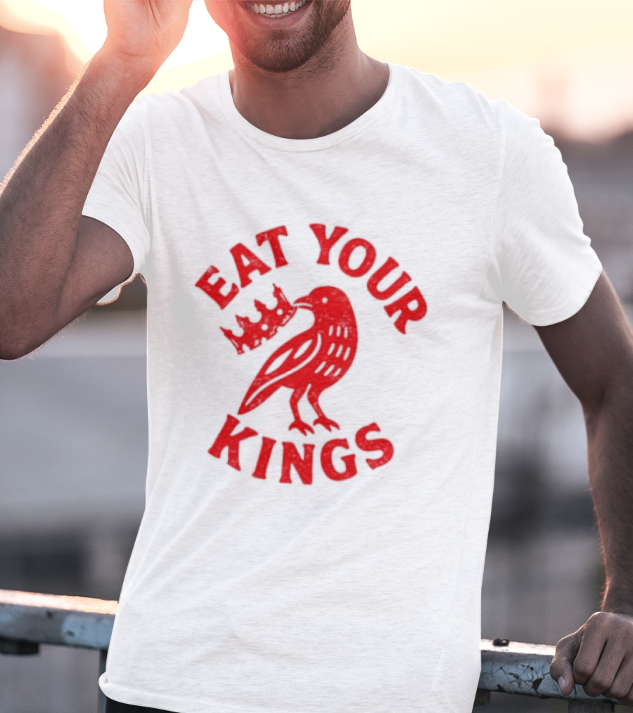 Eat Your Kings Raven With Crown Gothic Crow T-Shirt